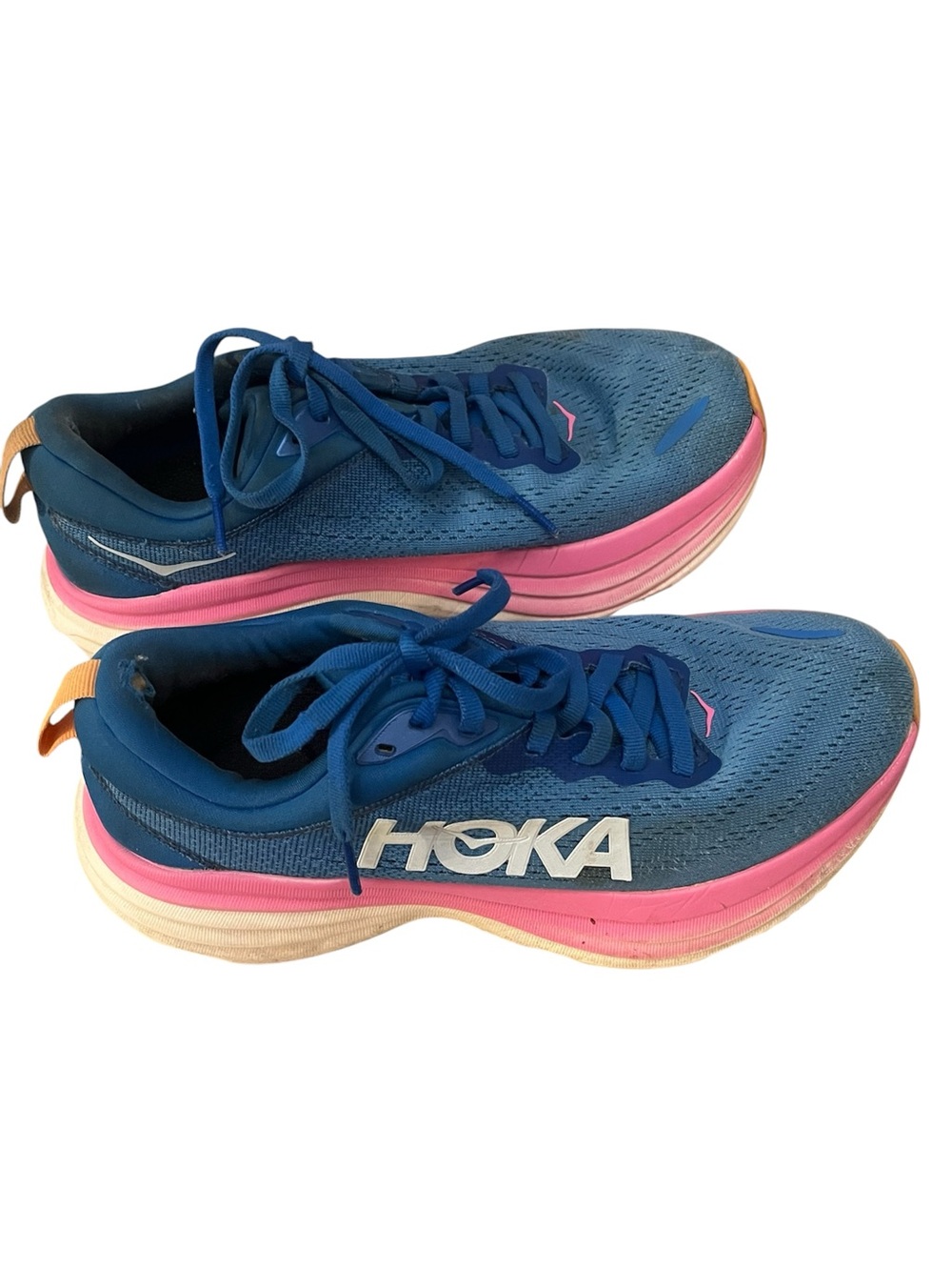 Hoka Women's Blue with Pink Accent Athletic Running Shoes